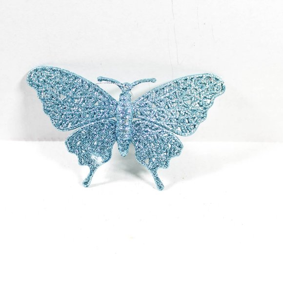 🎄Retro Aesthetic Blue Glitter Butterfly and Key Christmas Tree Ornaments Decor - Picture 3 of 5